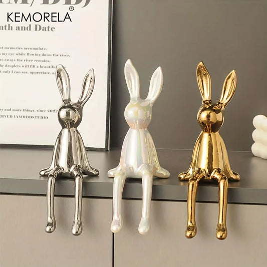 Luxe Hare: Ceramic Long-Eared Bunny Home Ornament